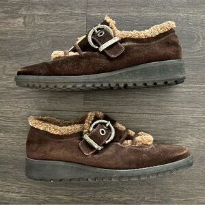 Y2K Stuart Weitzman Women’s Suede Brown Buckle Shoes Size 8.5